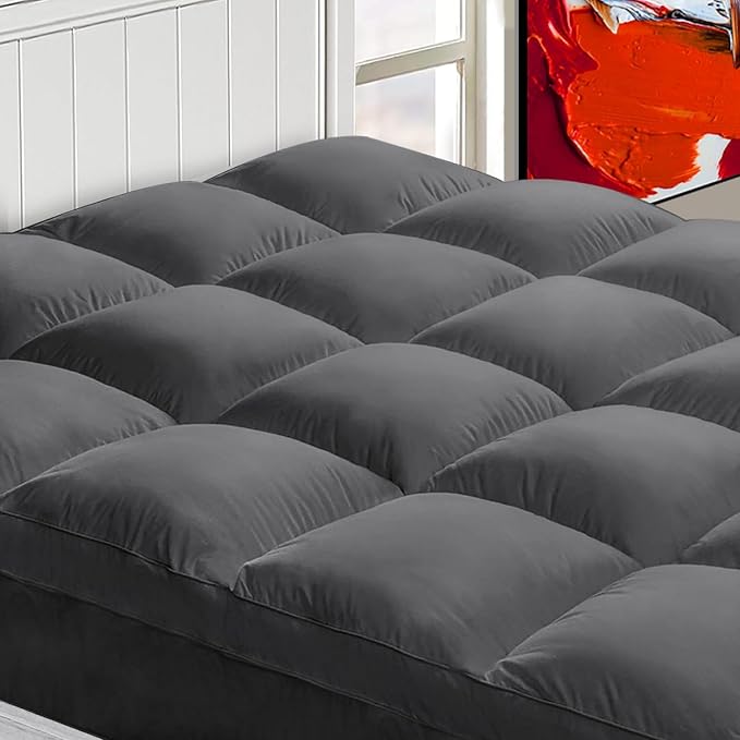 CHOPINMOON King Mattress Topper for Back Pain, Thick Mattress Pad Cover | Plush Pillow Top Mattress Topper, Breathable Soft Bed Topper with 8-21”Deep Elastic Pocket, Cooling for Hot Sleepers, Gray