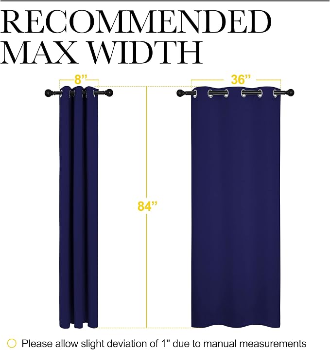 NICETOWN Energy Saving Blackout Curtains, 1 Pair, 42 by 84-inch, Royal Blue | Window Treatment Thermal Insulated Solid Grommet Blackout Curtains/Drapes for Living Room