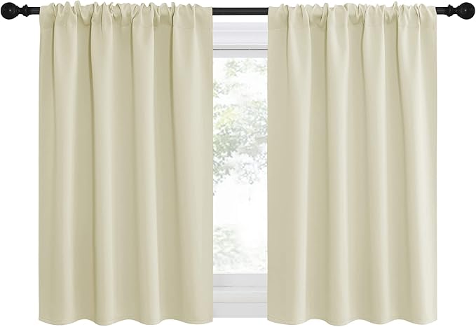 NICETOWN Kitchen Curtains, Short Blackout Curtains & Drapes, Small Window Draperies for Dining Room, Cupboard (Beige, 42 in x 36 in (W x L), Set of 2) | Short Drapes Small Window Draperies for Dining Room Cupboard, Light Blocking Room Darkening Noise R...