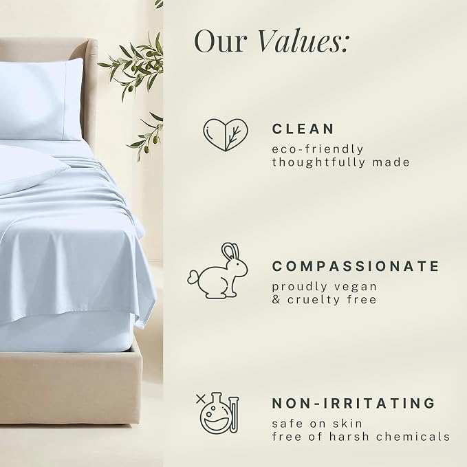 Hearth & Harbor Extra Deep Pocket Sheets - Fits Mattress 18-24 Inches Deep - Extra Deep Pocket Twin XL Sheets Sets - 4 Piece Twin XL Size - Ice Blue