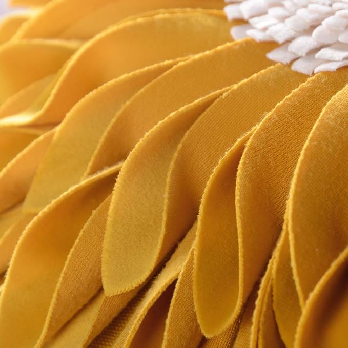 OiseauVoler 3D Sunflower Handmade Throw Pillow Covers Yellow 18x18 Inch | Decorative Pillowcases, For Home Couch Bed Living Room Decor