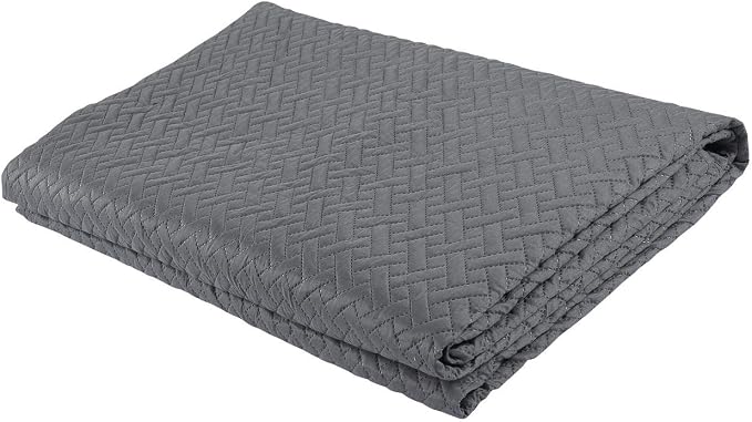 Legacy Decor 3 PCS Squared Stitched Pinsonic Reversible All Season Bedspread Quilt Coverlet Oversized, Queen Size, Grey Color