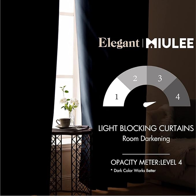 MIULEE Stone Blue Blackout Bedroom Curtains Drapes 84 Inch Long 52"x84" | Grommet Top, Room Darkening Window Drapes, Privacy Protection, Thermal Insulated, Heat Blocking, Light Blocking