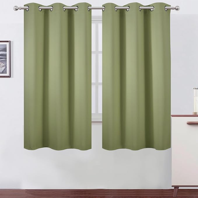 Sage Green Thermal Blackout Curtains/38 x 63 Inch/Set of 2 Panels Room Darkening Curtains for Bedroom