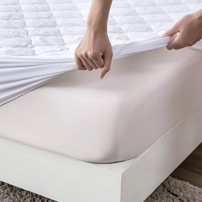 Kingnex Quilted Waterproof Full Size Mattress Protector Pad | 54x75 Padded Fitted Cover, Noiseless, Soft Brushed Microfiber Surface