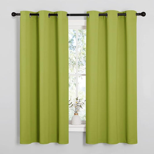 NICETOWN Fresh Green Laundry Room Blackout Curtains, 2 Panels, 42" x 68" | Thermal Insulated Decoration Drapes, 68 inches Length for Office Window