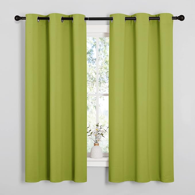 NICETOWN Thermal Insulated Curtains, 1 Pair, 42 x 63-in, Fresh Green | Solid Grommet Top Blackout Holiday Decorative Curtains/Drapes for Kid's Room