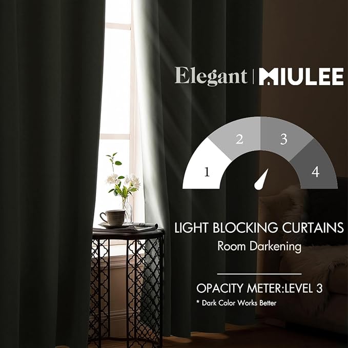 MIULEE Sage Green Short Blackout Bedroom Curtains 54 Inch Long 52"x54" | Grommet Top, Room Darkening Window Drapes, Privacy Protection, Thermal Insulated, Heat Blocking, Light Blocking