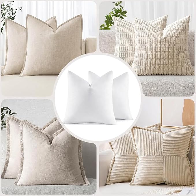 MIULEE 26x26 Euro Pillow Inserts, Set of 2 Feather Down Throw Pillows | Choppable and No Smell, Double-Layer Down-Proof Cotton Cover, Decorative Pillows for Couch Sofa and Bed