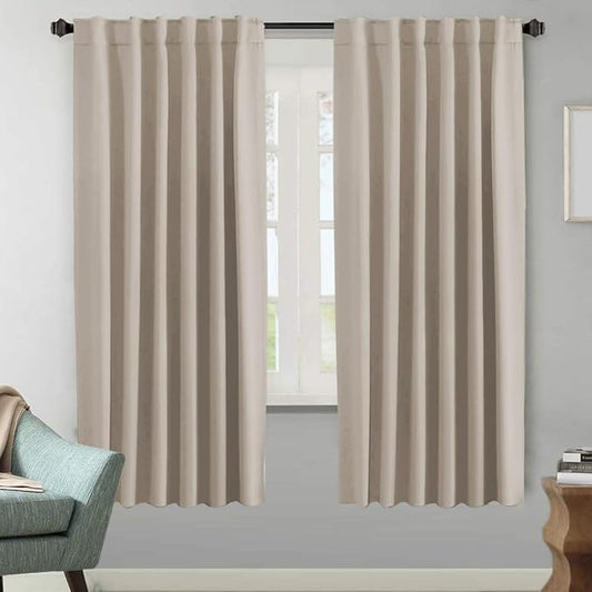 H.VERSAILTEX Blackout Curtains Thermal Insulated Window Treatment Panels Room Darkening Blackout Drapes for Living Room Back Tab/Rod Pocket Bedroom Draperies (2 Panels, Fog, 52 x 72 Inch)