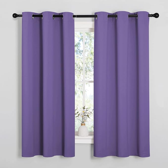 NICETOWN Room Darkening Curtains for Kitchen, Lilac Purple, Set of 2, 42 inches Wide by 50 inches Long, Window Treatment Thermal Insulated Solid Grommet Room Darkening Curtains/Drapes for Bedroom