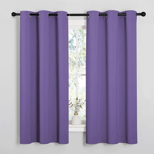 NICETOWN Lilac Purple Blackout Curtains for Bedroom (1 Pair, 42 x 63 inches), Farmhouse Thermal Insulated Room Darkening Drapes for Windows | Farmhouse Thermal Insulated Room Darkening Drapes for Living Room Kitchen Windows, Light Blocking Noise Reduci...