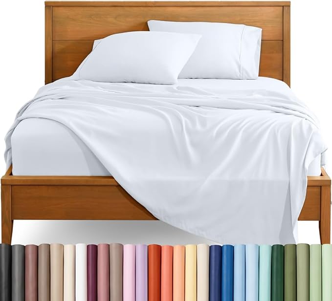 Bare Home Cal King Sheet Set - 1800 Ultra-Soft (California King, White) | Deep Pockets 6 to 15 Inches, Breathable, Hypoallergenic, Hotel Luxury, Easy Fit, Soft, All-Season