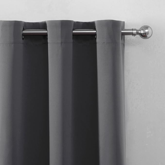 Blackout Curtains 52 x 120 Inch Long Frost Grey Curtains Set of 2 Panels Room Darkening Curtains for Bedroom and Living Room