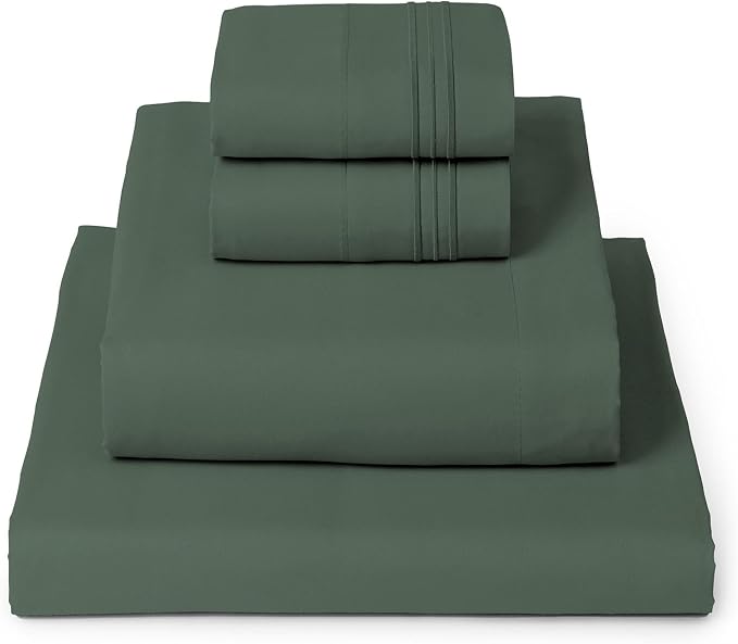 Mellanni Iconic 4-Piece, Ultra Soft Sheet Set (Cal King, Emerald Green) | 10M+ Sleepers. Lab-tested: Sleeps Cool, Stays Bright, Strong, Smooth. Good Housekeeping Best Bedding, 7 yrs running.