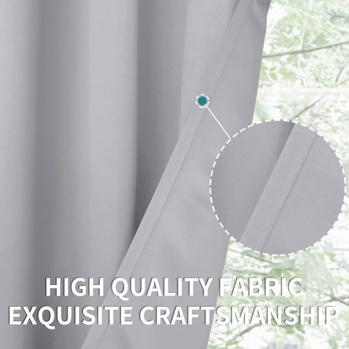 BGment Light Grey Room Darkening Curtains 63 Inch for Bedroom - 2 Panels | Grommet Top, Light-Blocking, Sunblock, Thermal Insulated, Window Drapes for Kids Boys Room, 46x63 Inch