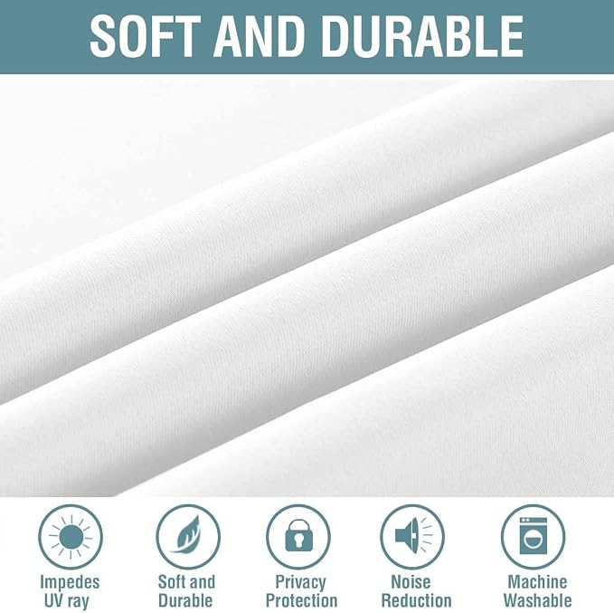 H.VERSAILTEX White Curtains for Living Room Pure White Curtain 96 inches Long Thermal Insulated Window Treatment Panel/Drape for Bedroom, White, One Panel, Grommet Top, 52" W x 120" L