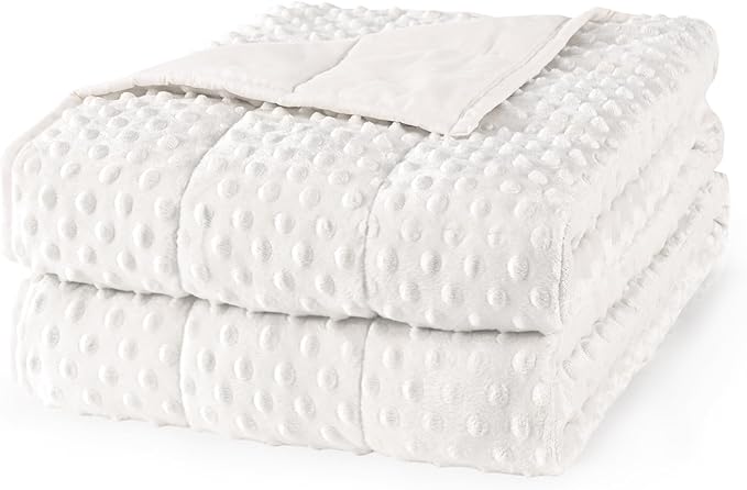 Mr. Sandman Weighted Blanket for Adults, Full Size 12 lbs, 48 x 72 Inches | Cooling Soft Minky for Hot Sleepers; Machine Washable; Filled with Glass Beads; Heavy Bed Throw for Sleep; White