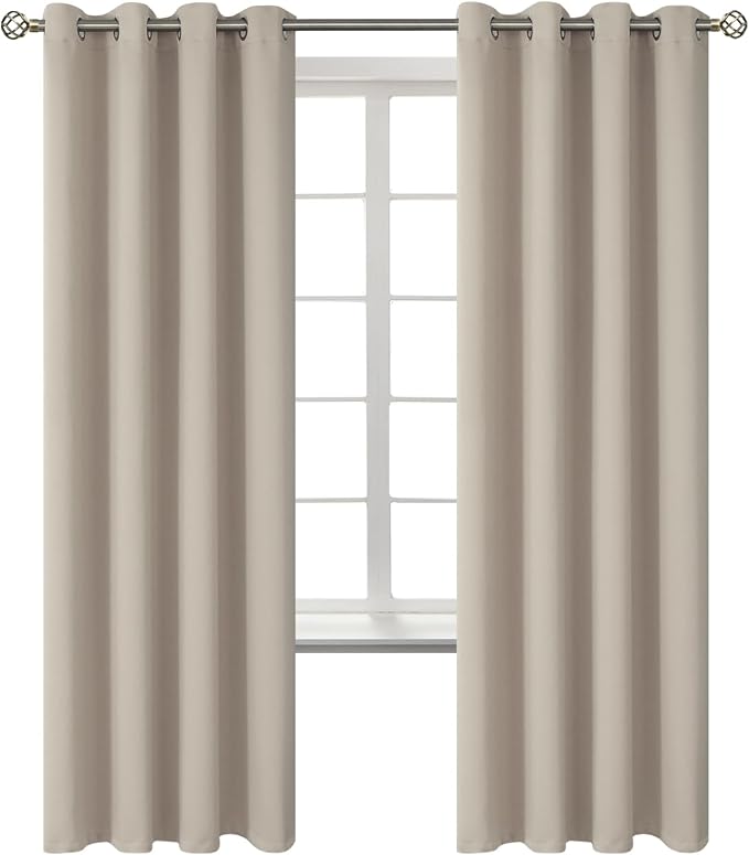 BGment Room Darkening Curtains 72 Inches Long - Grommet Thermal Insulated Drapes Window Treatment Curtains for Bedroom, 2 Panels, 52 x 72 Inch, Camel | Grommet Top, Light-Blocking, Sunblock, Thermal Insulated, Window Drapes for Kids Boys Room, 52x72 Inch