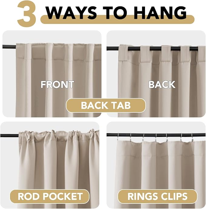 H.VERSAILTEX Blackout Curtains Thermal Insulated Window Treatment Panels Room Darkening Blackout Drapes for Living Room Back Tab/Rod Pocket Bedroom Draperies (2 Panels, Fog, 52 x 96 Inch)