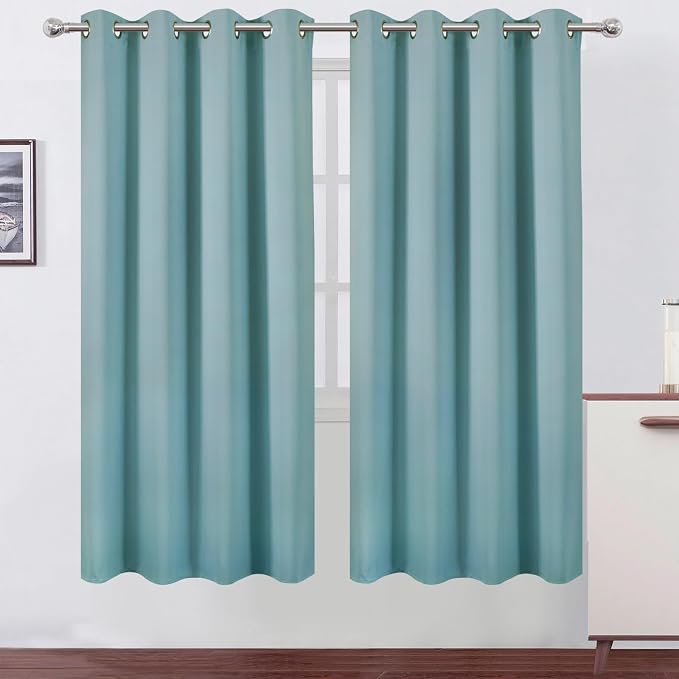 Stone Blue Thermal Blackout Curtains/52 x 72 Inch/Set of 2 Panels Room Darkening Curtains for Bedroom