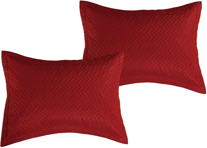 Legacy Decor 3 PCS Pinsonic Reversible Bedspread Quilt, King Brick | Squared Stitched Coverlet, All Season, Oversized, Brick Color, 3 PCS Set, Bedspread Quilt Coverlet