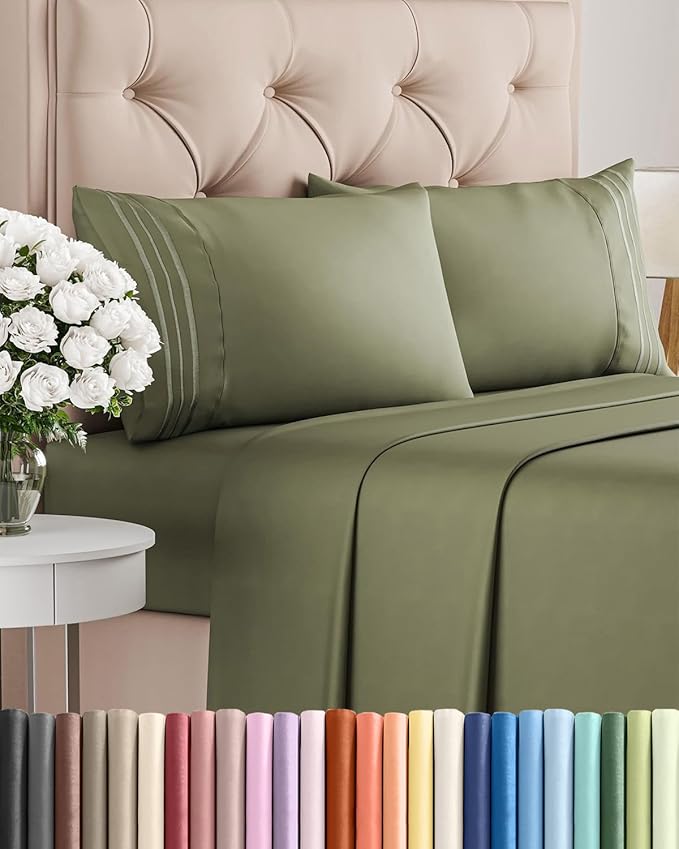 Full Size 4 Piece Sheet Set - Breathable & Cooling Sheets - Sage Green | Hotel Luxury Bed Sheets for Women & Men, Deep Pockets, Easy-Fit, Extra Soft and Wrinkle Free Sheets, Oeko-Tex Bed Sheet Set