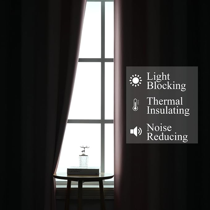 Ombre Grey and Pink Blackout Curtains for Bedroom 72 Inch | Full Room Darkening Blackout Curtains for Living Room, Grommet Thermal Insulated Gradient Window Drapes, 52x72 Inch,2 Panels
