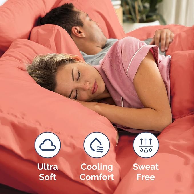 Extra Deep Twin Sheet Set - 3 Piece Breathable & Cooling Bed Sheets - Coral | Easily Fits 18 to 24 inch Mattress - Ultra Soft, Wrinkle & Fade Free with Extra Deep Pockets - Comfy Hotel Luxury Bedding