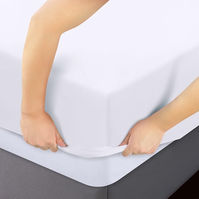 Pack of 2 Twin Fitted Sheet, Fits Up to 16 Inch Deep Pocket, Bright White | Hotel Comfort, Cooling & Breathable Cotton like Polyester, Easy Fit, Wrinkle & Fade Resistant, Snug Fit, Easy Care, Oeko-Tex