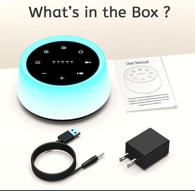 ColorsNoise Sound Machine and White Noise Machine with 30 Soothing Sounds 12 Colors for Kids Adult Baby Night Light with Memory Function for Home Office (Black)