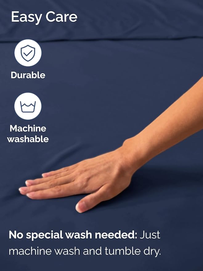 Extra Deep Full Fitted Sheet - Single Fitted Sheet Only - Navy Blue | Easily Fits 18 inch to 24 inch Mattress, Soft, Wrinkle Free, Breathable & Comfy, Extra Deep Pockets Hotel Luxury Fitted Sheet