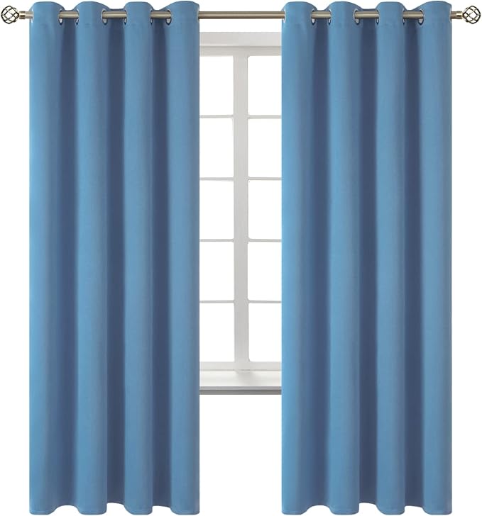 BGment Blackout Curtains for Bedroom - Grommet Thermal Insulated Room Darkening Curtains for Living Room, Set of 2 Panels (52 x 72 Inch, Faded Denim)