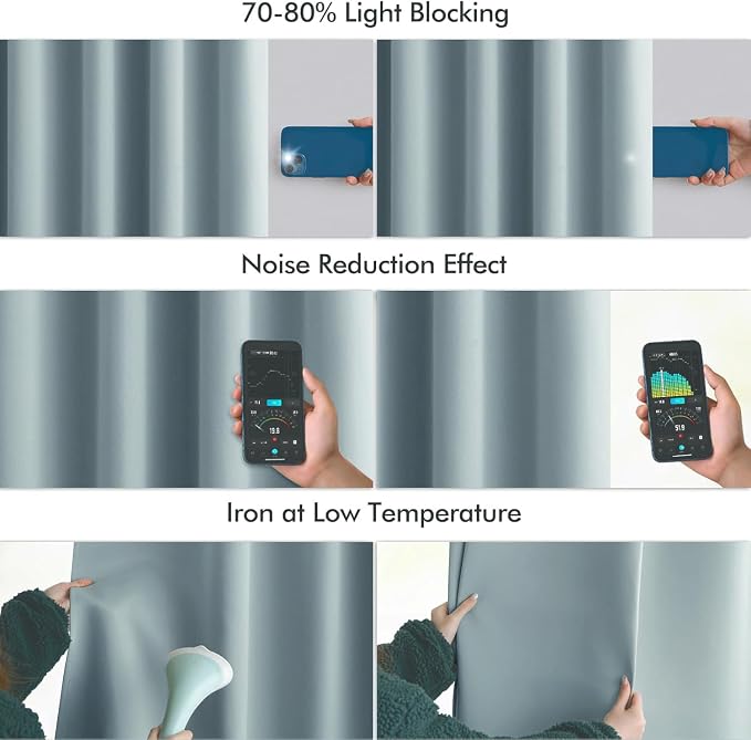 MIULEE Slate Blue Back Tab Blackout Curtains 52x120 Inch Long 2 Panels Set | Rod Pocket Pinch Pleated, Thermal Insulated, Bedroom Living Room Darkening Privacy Drapes, Extra Long Light Blocking Curtains