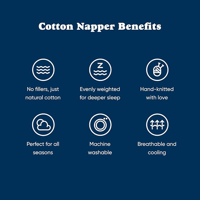 Cotton Hand-Knit Weighted Blankets for Adults - Chunky Knit Blanket | Sustainable, Breathable, Organic, Cooling Weighted Blanket - Machine Washable (Ocean Whisper, 20 lbs, 45"x72")