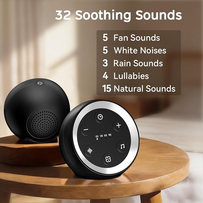 Portable Sound Machine White Noise Machine for Baby Kids Adults Sleeping with 32 Soothing Sounds 32 Volume Levels Brown Noise Machine with 4 Timer Memory Funtion for Travel Office Privacy
