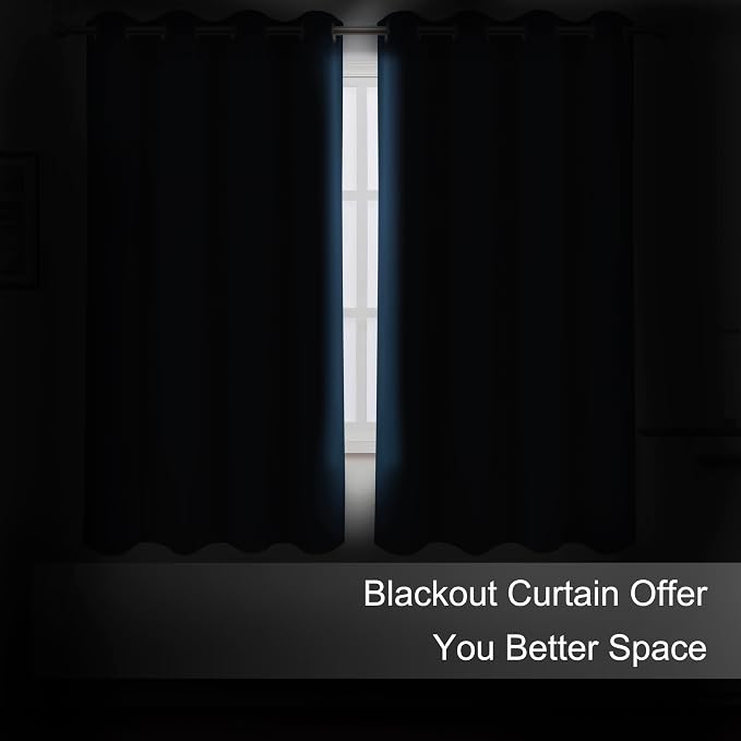Navy Blackout Curtains 66 x 63 Inch Length/Set of 2 Curtain Panels/Thermal Insulated Room Darkening Blackout Curtains for Bedroom