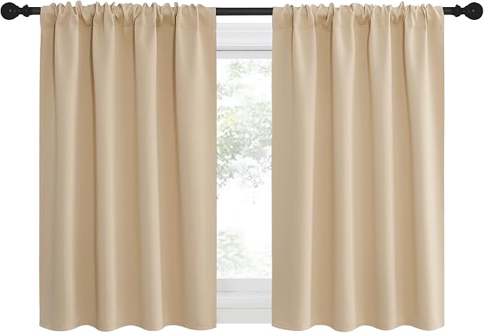 NICETOWN Biscotti Beige Blackout Curtains for Window 42" w x 36" L 2 Panels | Room Darkening Home Decoration Light & Noise Reducing Thermal Insulated Draperies with Rod Pocket Top, Light Blocking Decor