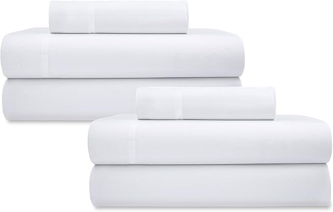 California Design Den 2 Pack 100% Organic Cotton Twin Sheets, Bright White | GOTS Certified, Lightweight Crisp & Airy Percale For Hot Sleepers, All-around Elastic, Easy Care