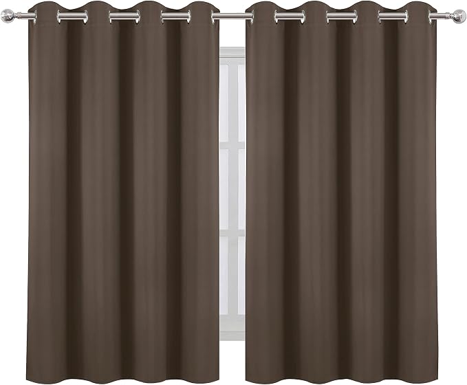 Blackout Curtains 52 x 45 inch/Chocolate Brown Curtains Set of 2 Panels/Thermal Insulated Room Darkening Bedroom Curtains