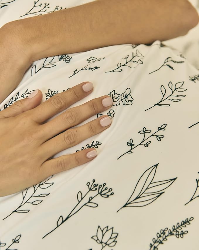 Twin 3 Piece Boho Botanical Floral Sheet Set - Soft & Cooling - Plants | 1 Flat, 1 Fitted & 1 Pillowcase w/ Deep Pockets, Boho Botanical Floral Bedding, Breathable & Cooling, Wrinkle & Fade Free