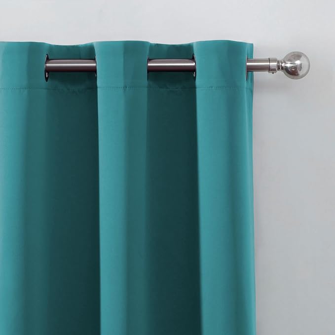 Sea Teal Blackout Curtains 34 x 84 Inch Length/Set of 2 Curtain Panels/Thermal Insulated Room Darkening Blackout Curtains for Bedroom