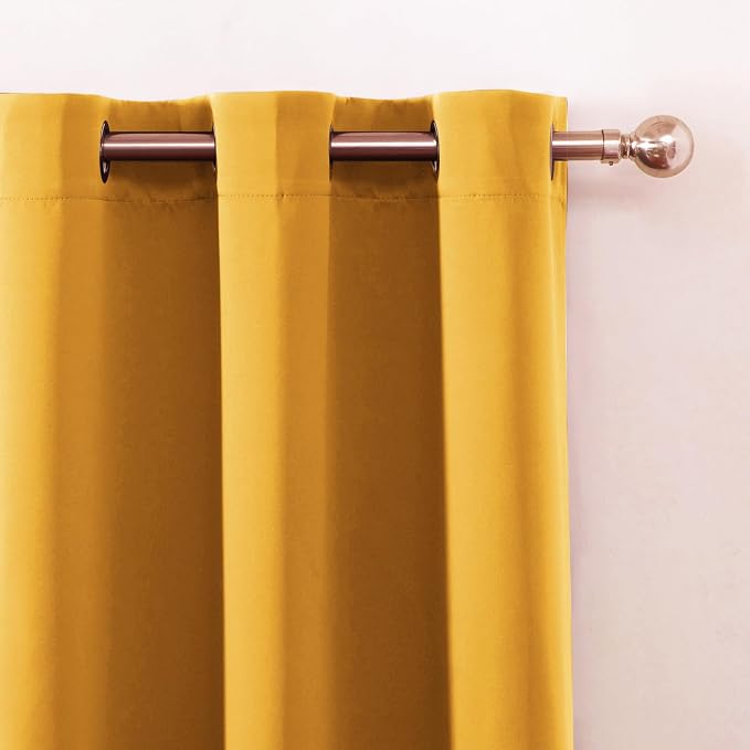 Blackout Curtains 66 x 72 Inch Long Yellow Curtains Set of 2 Panels Room Darkening Curtains for Bedroom and Living Room