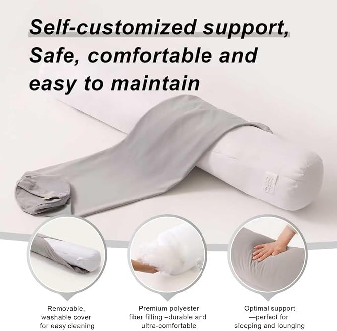 Body Pillow for Adults,Long Round Pillow,Big Cylindrical Pillow,Large Full Bolster Pillows for Side Sleepers (Zinc Gray, 39.37"*7.87")