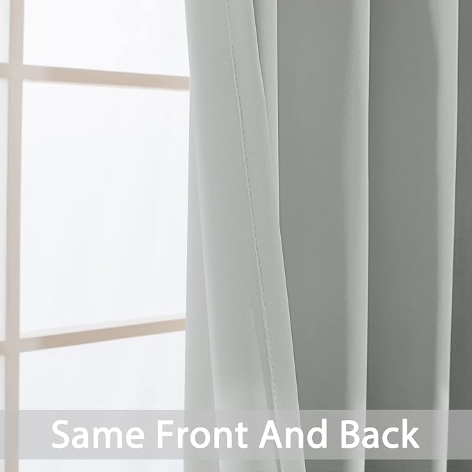 Yakamok Room Darkening Curtains 62x96 inch Length Light Grey-Living Room | 2 panels,grommet blackout window treatment,thermal insulated,light blocking drapes,privacy protection,bedroom dining room