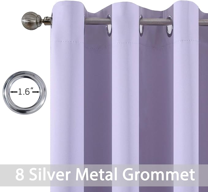 Yakamok Room Darkening Curtains 52x54 inch Length Lilac-Living Room | 2 panels,grommet blackout window treatment,thermal insulated,light blocking drapes,privacy protection,bedroom dining room