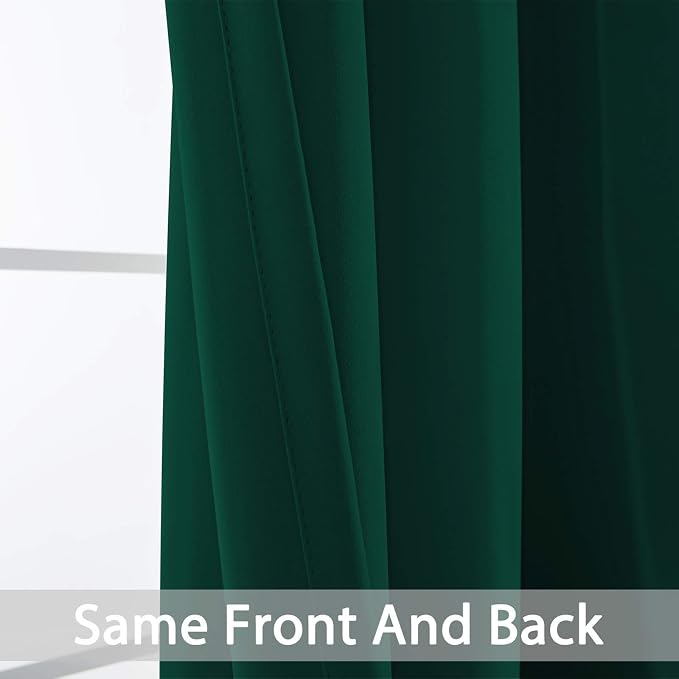 Yakamok Room Darkening Curtains 52x72 inch Length Dark Green-Living Room | 2 panels,grommet blackout window treatment,thermal insulated,light blocking drapes,privacy protection,bedroom dining room