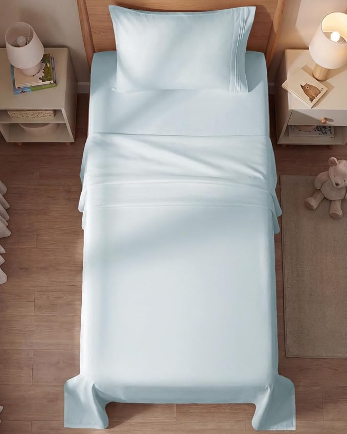Twin Size 3 Piece Sheet Set - Comfy Breathable & Cooling Sheets - Ice Blue | Hotel Luxury Bed Sheets for Women & Men, Deep Pockets, Easy-Fit, Extra Soft and Wrinkle Free Sheets, Oeko-Tex Bed Sheet Set