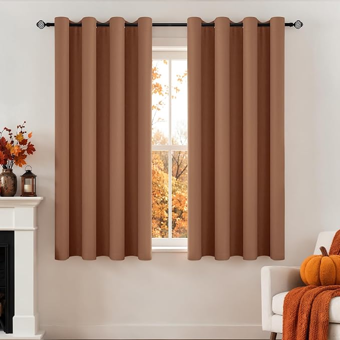 MIULEE Sun Baked Blackout Bedroom Curtains Drapes 72 Inch Long 52"x72" | Grommet Top, Room Darkening Window Drapes, Privacy Protection, Thermal Insulated, Heat Blocking, Light Blocking