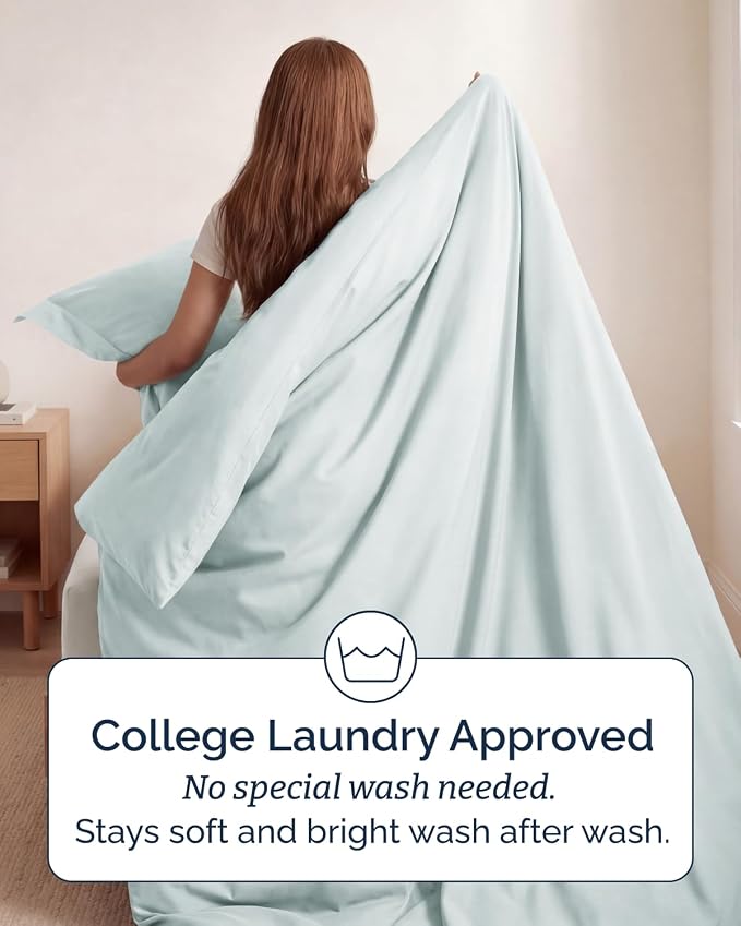 Duvet Cover Twin/Twin XL Size - 2 Piece with Zipper Closure - Ice Blue | Extra Soft, Breathable, Twin/Twin XL Duvet Cover 68" x 90" w/ 1 Pillow Sham, Zipper Closures & Ties, Women, Men, Kids & Teens